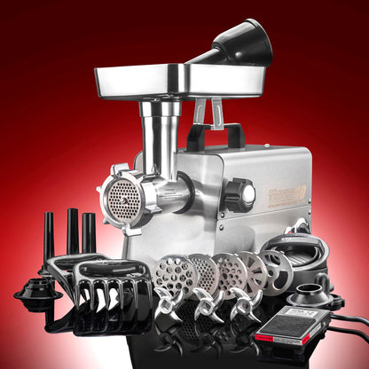 STX International Turboforce HD (Heavy Duty) 3500 Series 6-in-1 Electric Meat Grinder | Sausage Stuffer | Kubbe Maker | Foot Pedal | 5 Grinding Plates | Stainless Steel Blades & More Included