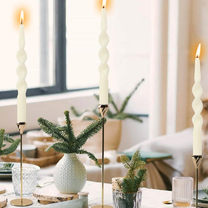 10 Inches Spiral Taper Candles Sticks Ivory Twisted Candle Dripless Unscented Long Candles Handmade Candlesticks for Wedding Dinner Holiday Decor, Set of 4