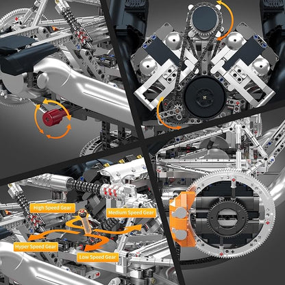 Mould King V8 Engine Building Blocks Sets V8 Engine Model kit Build Your Own STEM Model Engine 8-Cylinder Car Engine Building Engineering Toys for Age 14+/Adults Collections(3192+PCS)