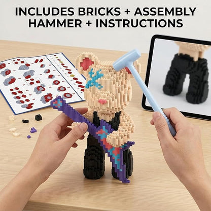 12.6 Teddy Blocks Bear Building Bricks Figure Set for Adults Collector-Edition DIY Craft Kit Trend Home Decor for Office Bedroom or Book Shelf Stress Relief Gift for Men Women Birthdays