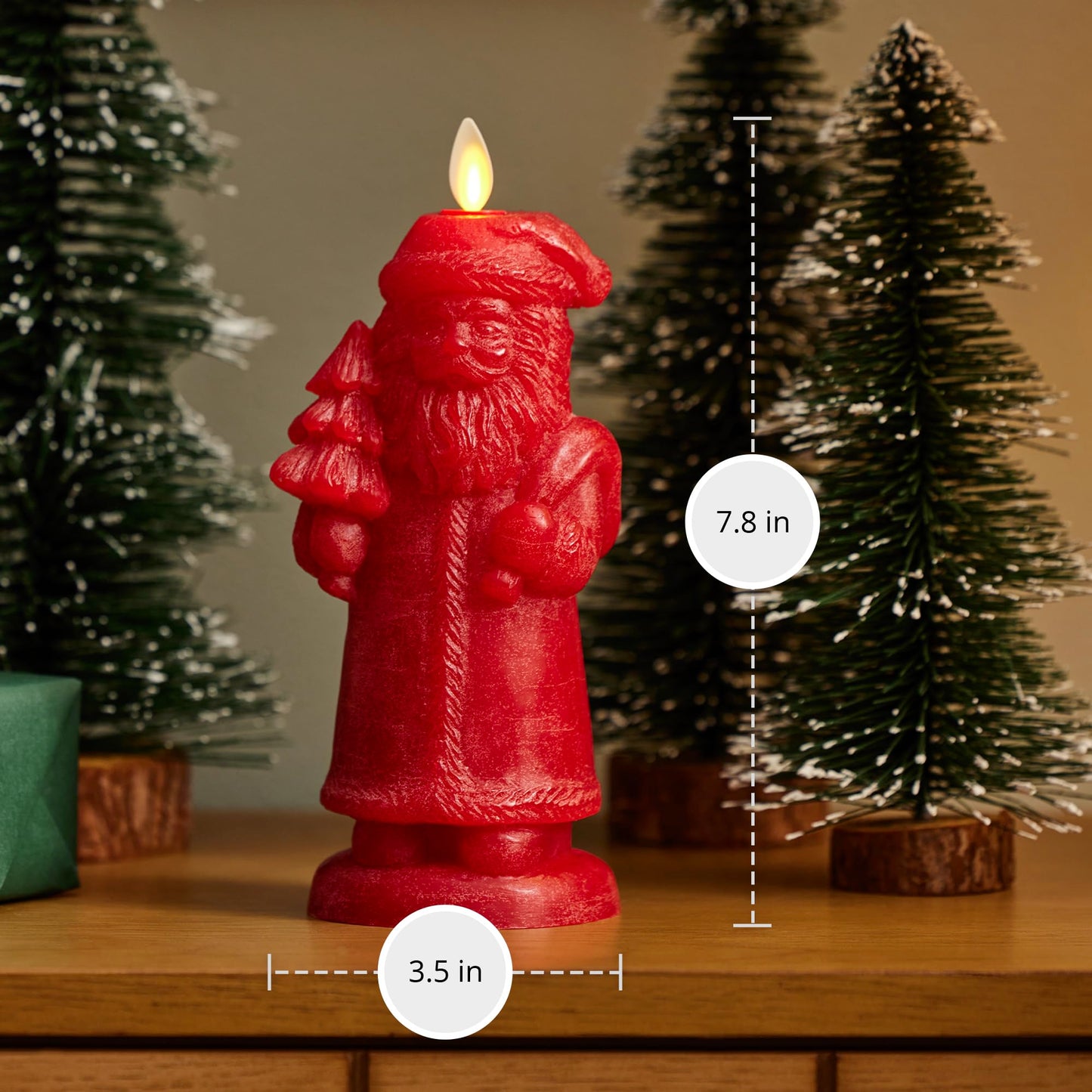 Luminara - Flameless Holiday LED Candle Battery Operated Moving Flame - Red Santa - Pack of 1-3x7 - Unscented Indoor Realistic Flickering Safe
