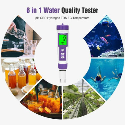 Hydrogen Water Tester, TDS Meter Digital Water Tester, ORP Meter for Drinking Water, YINMIK 6 in 1 pH Meter for Kombucha, PPM pH EC Tester for Hydroponic, H2 Meter for Hydrogen Water Tablet