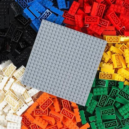 500 Piece Classic Building Bricks and 1 Gray Baseplate 2x4 Bricks Bulk Creative Building Toys Blocks Bulk for Kids Ages 6+ 7 Colors(Samll Bricks 1.25x0.62x0.47 in)