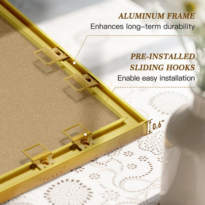 QUEENLINK Linen Bulletin Board 36" x 24", White Fabric Pin Board with Gold Aluminum Frame, Decorative Vision Board for Home Office, Bedroom & Dorm Wall Decor, Includes 10 Push Pins