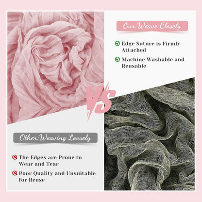 Pink Table Runner, 10 Ft Spring Table Runner, Gauze Rustic Cheesecloth Table Runners for Wedding, Party, Baby & Bridal Shower, 120 in Boho Table Runners for Easter, Mother's Day
