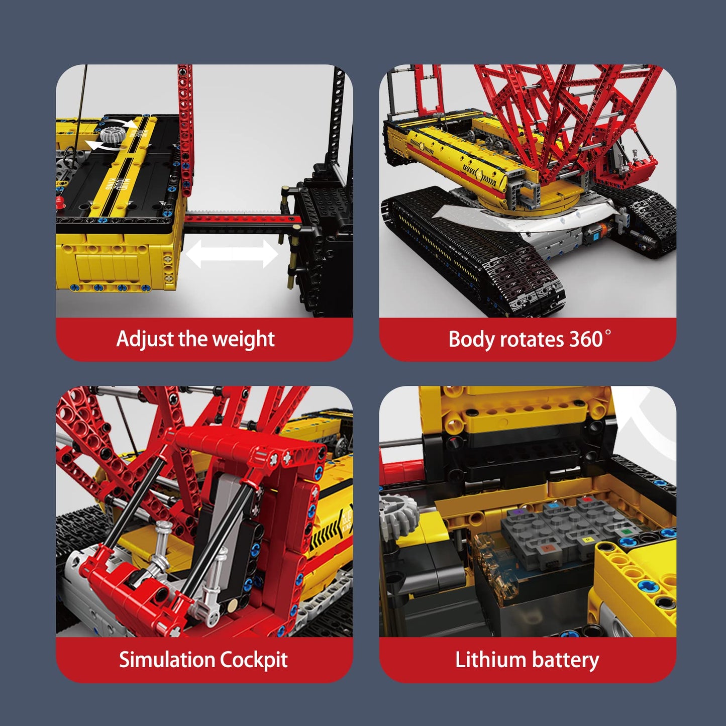 Mould King 17015 Technology Crawler Crane Building Block Kit, Heavy Duty Crawler Crane with Motors for Adult, 4318 pcs Engineering Building Set