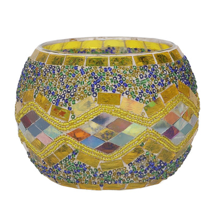 BEIJIALY Glass Votive Candle Holder, Mosaic Tealight Candle Holder Beautiful Romantic European Style Glass Candlestick Holder for Wedding Decoration
