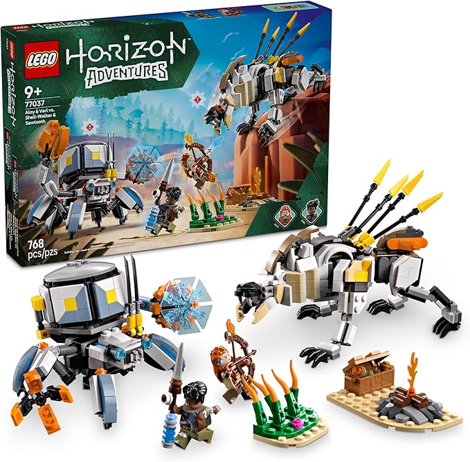 LEGO Horizon Adventures Aloy &amp Varl vs. Shell-Walker &amp Sawtooth Kids Toy - Building Toy for Boys &amp Girls Ages 9+ - Gaming Gift Idea for Horizon Fans - 77037
