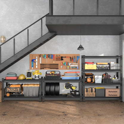 Huhaneon Metal Garage Shelving for Storage - 40'' W 1,680 Lbs Heavy Duty 4 Tier Utility Shelves Freestanding - Adjustable Rack Units for Basement Pantry Kitchen - 40" W x 16" D x 62" H Black