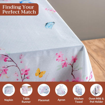 Maison d' Hermine Table Cloth Rectangle Table 100% Cotton 60 x 108 Inches Tablecloth Reusable Decorative for Dining Kitchen Room Farmhouse Home Gifts for Mothers day Spring Summer - Blossoms in Spring