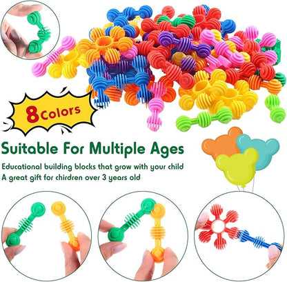 Jenaai 120 Pcs Star Stem Building Toys Plastic Connector Blocks for Teenagers with Tote Kindergarten and Preschool Table Preschool Manipulatives Sets Gift for Daughter and Son