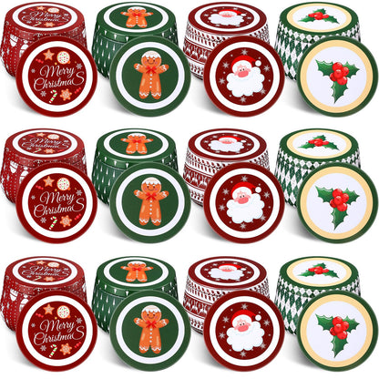 Yungyan Christmas Candle Tin Cans Set Metal Candles Tin Gifts Jars with Lids 8 oz Christmas Cookie Tins Candle Containers for Storing Biscuits Tea Party Favors(12 Pcs)
