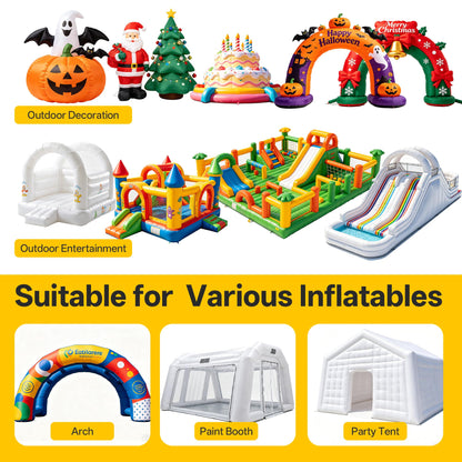 Huilynsen Air Blower for Inflatables 1.5 HP,Commercial Bounce House Blower with Double-Sided Fan Blade 1500 CFM PP Weatherpoof Blower Fan for Inflatable Water Slide,Paint Booth(Black&Yellow)