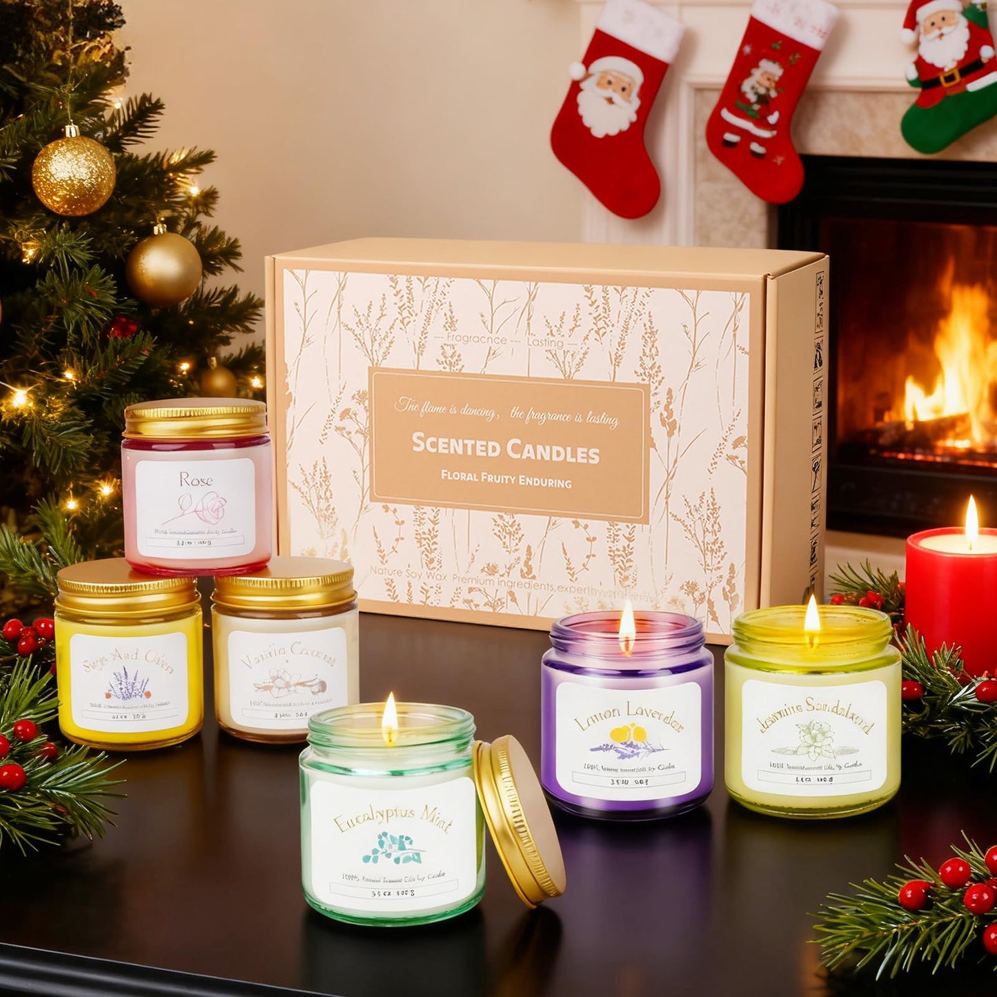 6 Pack Candles for Home Scented | Aromatherapy Candles Gift for Women,Soy Wax Long Lasting Jar Candles Gift Set for Women Christmas,Birthday,Mother's Day,Anniversary Present
