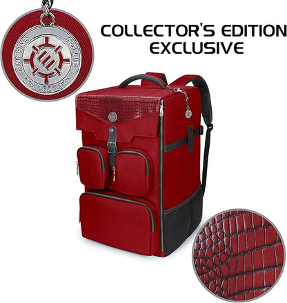 ENHANCE Collector's Edition Board Game Backpack - Reinforced Rigid Board Game Storage with Padded Shoulder Straps Carrying Handle and Accessories Pockets for Dice Card Games More (Dragon Red)