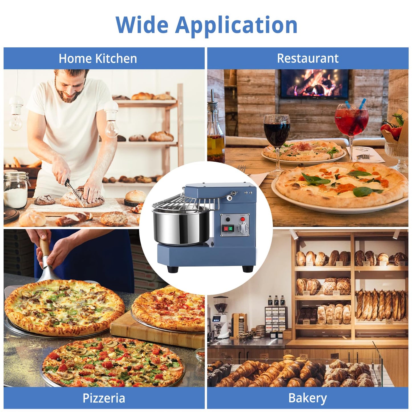 Commercial Dough Mixer, Garvee 8 QT Food Mixer 450W Dual Rotating Dough Kneading Machine with Stainless Steel Bowl, Stand Mixer with Safety Shield, 110V for Restaurant, Bakeries, Pizzeria