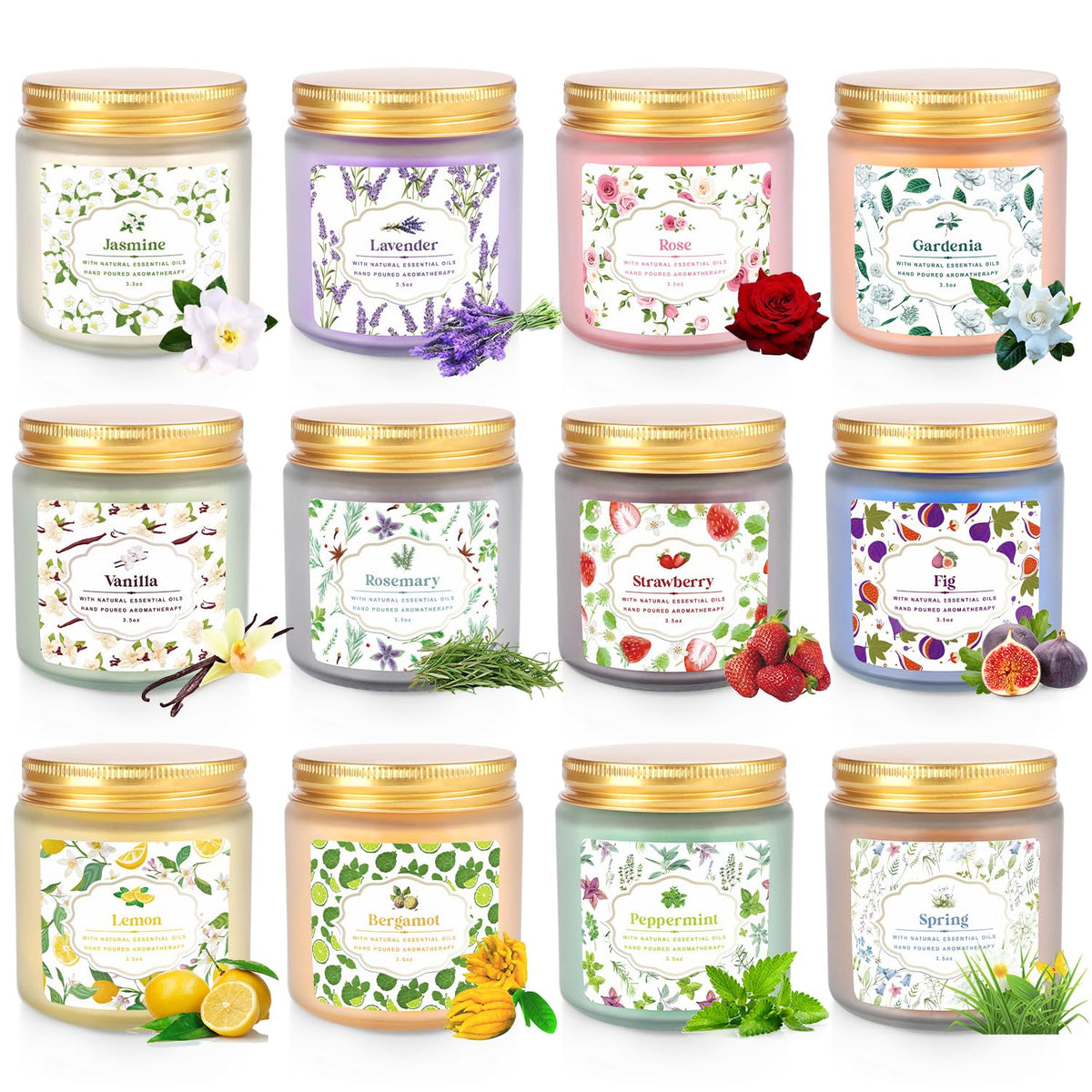 YOROXRG 24 Pack Scented Candles with Added Natural Essential Oils, 3.5oz, Suitable for Various Festivals, Parties, Yoga, and Home Scene