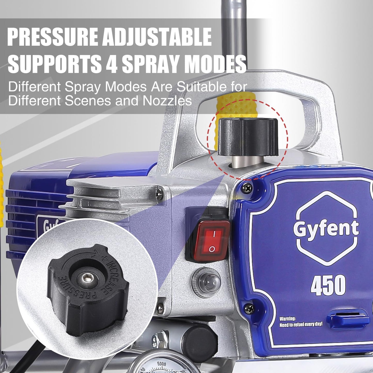 450 Airless Paint Sprayer with 66FT Hose, 0.47GPM Paint Sprayer for Home Interior 3300psi 900W High Efficiency Airless Sprayer with Low Overspray for House Painting Townhouse