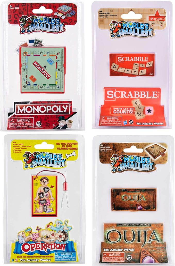 World's Smallest Mini Board Games Bundle Set of 4 - Monopoly - Scrabble - Operation - Ouija
