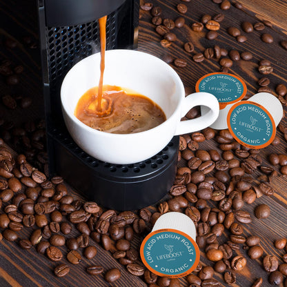 Lifeboost Medium Roast Coffee K-Cups | Low Acid, Mold-Free, Organic Pods - Compatible with Keurig - 10 Count