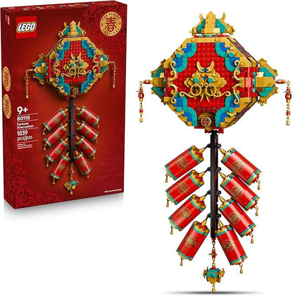 LEGO Spring Festival Fortune Firecracker Kids Building Toy - Chinese New Year Toy for Boys &amp Girls Ages 9+ - Play &amp Display Wall Art with Realistic Sound Effects - Gift Idea for Birthdays - 8