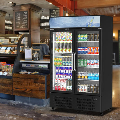 IDEALHOUSE Commercial Refrigerator, Commercial Merchandiser 26.8 Cu Ft Refrigerator, Refrigerator with 2 Glass Door and LED Light, Large Business Cooler for Home Restaurant Grocery Stores