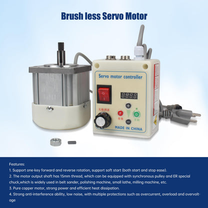 RATTMMOTOR 750W Permanent Magnet Brushless Servo Motor Max Speed 6500rpm/min with Servo Motor Controller for Woodworking Machine/Lathe/Drilling and Tapping Machine/Reducer/Belt Sander (220V)
