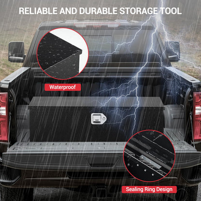 ExploreHorizon 39 Inch Aluminum Truck Tool Box, Truck Bed Storage Box With Security Lock and Wider Handles, Heavy Duty Waterproof Tool Box Organizer Chest for Pick Up Truck Rv Trailer - Black