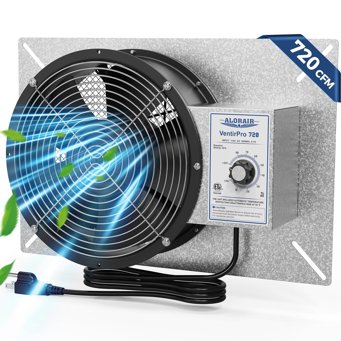 ALORAIR 720 CFM High Flow Powered Crawl Space Ventilation Fan, IP55 Rated 10" Basements Vent Fan with Freeze Protection Thermostat & Dehumidistat, for Crawlspace, Garage, Basements, Attic, Exhaust