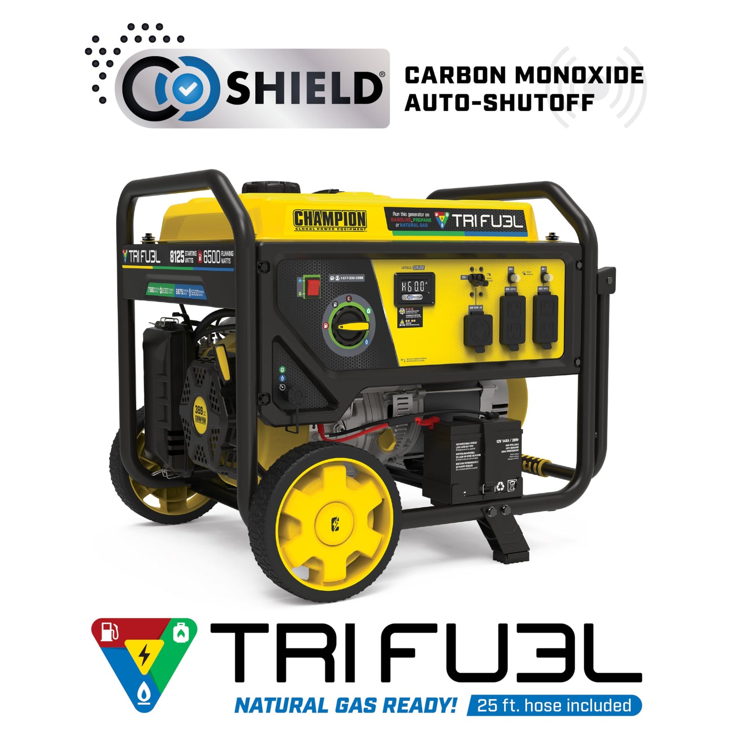 Champion Power Equipment 8125-Watt Electric Start Tri-Fuel Portable Generator with Free 3-Year Warranty