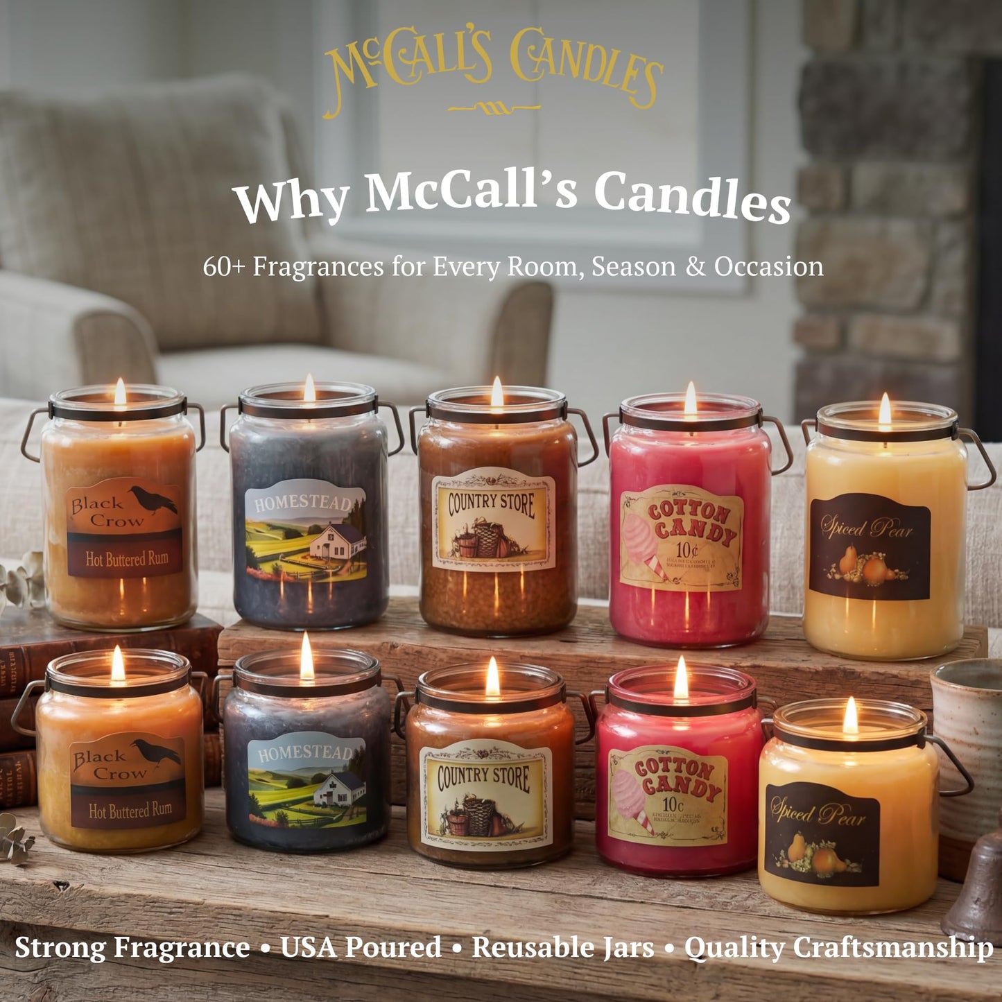 McCall’s Candles | Sunrise Cinnamon Bun | 18 oz Scented Candle | Indulgence Collection | USA-Poured | Double Wick | Grooved Jar with Carrying Handle | Cinnamon Sugar & Maple Fragrance