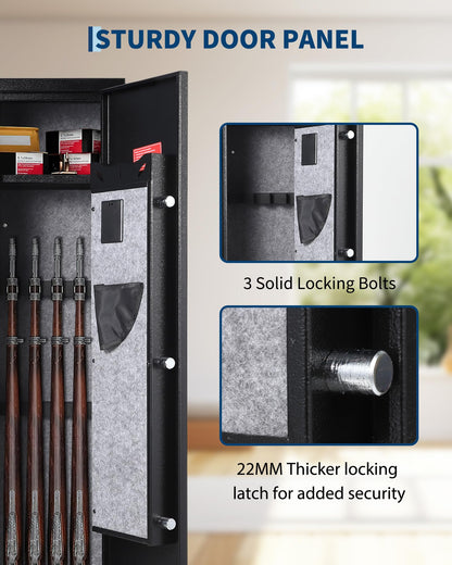 GarveeTech 4 Gun Safe for Rifles and Pistols,Heavy Duty Gun Cabinet, Gun Safes for Rifles with Adjustable Gun Racks & shelf, Large Digital Gun Locker