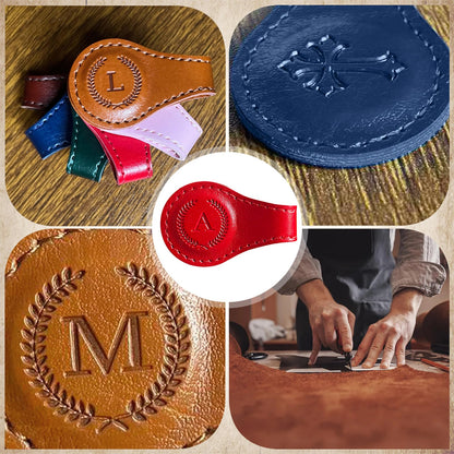 Leather Magnetic Bookmarks, 3D Embossed Alphabet Initial Letter Bookmark, Cute Page Markers for Books, Journals, Planners, Bible, Small Reading Gifts for Women Men, Teachers, Students (Red W)