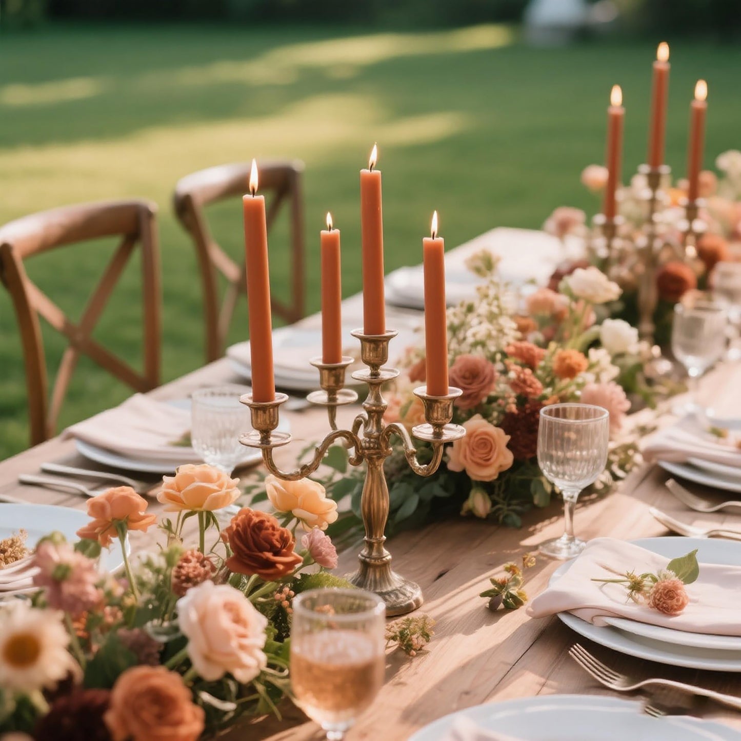 8 Pack 10 Inch Burnt-Orange Smooth Taper Candle Set, 7/8 Inch Unscented Driples Candlesticks for Home Decoration, 6-7 Hours Burn