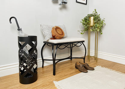 Mango Steam Heather Gray Shoe Bench - Vanity Seat for Makeup Room, Dressing Stool, Entryway Bench - Powder Coated, Upholstered, Space Saving