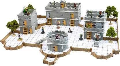 Dirt Cheap Dungeons Baron Castle Set - 451pc Modular Mega-Fortress Kit - 53ft of Linear Walls for 1 Grid TTRPG - D&ampD Pathfinder Daggerheart