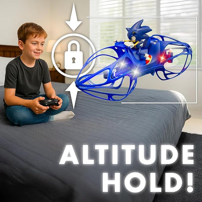 NKOK Sonic RC HoverBike Flying Toy 2.4GHz Remote Control Gyro Stabilized Altitude Hold Auto Takeoff &amp Landing Multi-Speed Stunt Flip Action USB Rechargeable Ages 6+