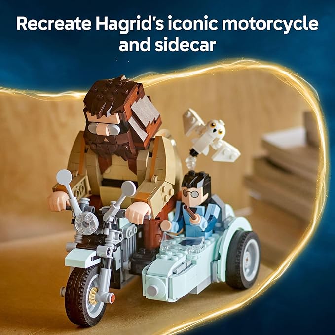 LEGO Harry Potter Hagrid &amp Harry's Motorcycle Ride Building Toy - Kids Motorcycle Toy for Boys and Girls Harry Potter Fans Ages 9+ - Gift Idea for Birthdays - 76443