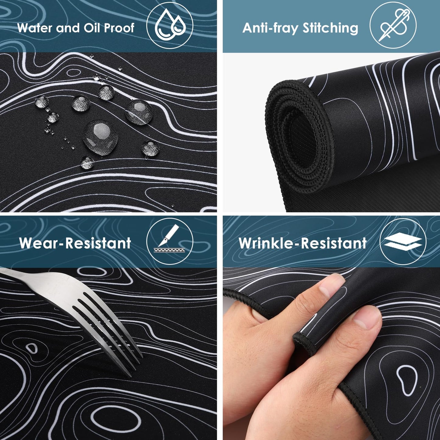 Topographic Map Waterproof Mouse Pad - Extended Contour Mouse Mat for Home and Office, Large Gaming Mousepad Laptop Keyboard Mat with Non-Slip Rubber Base, Stitched Edges (31.50"x11.81"x0.12")