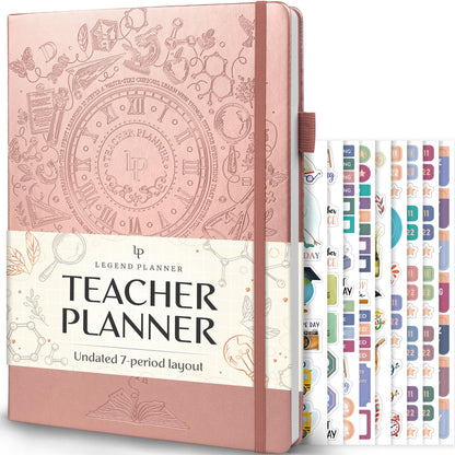 Legend Teacher Planner – Undated Lesson Plan Book for Teachers with Weekly & Monthly Calendars - Classroom Organization & School Year Planner – 8.5”x11.5” Hardcover (Rose Gold Debossed)