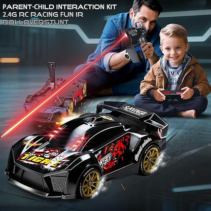 Remote Control Car with Shooting Game 3 IN 1 Parent-Child Drift RC Car 2.4GHz Stunt Toys with Infrared Gun Christmas Birthday Gifts for 3 4 5 6 7 8 9 10 Year Old Kids Boys Girls Age 4-7 8-12 (Black)