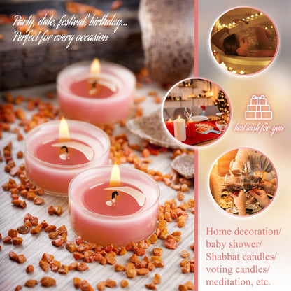 Cherry Scented Tealight Candles Handmade Candlesticks,12pcs Pink FragranceRound Tea Light Candles Natural Bees Wax Tealight Candle Smokeless for Spa Home Party Decor (12S-RDCB)