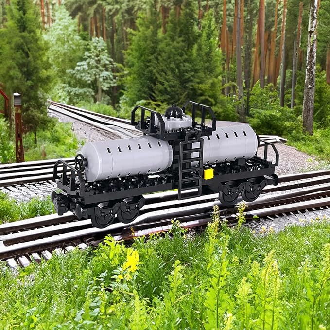 6IN1 City Freight Train Car Building Set DIY Toys for Teens and Adults Compatible with Lego 630 Building Accessory (Container)