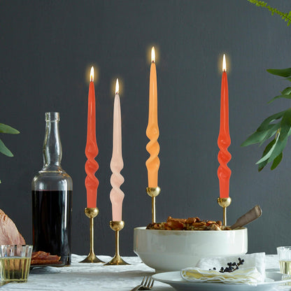 Spiral Taper Candles Twisted Candle Sticks Unscented Handmade Candles Gradient Orange Candlesticks Dinner Candles for Home Decor Wedding Gatherings Relaxation Special Occasions Celebrations