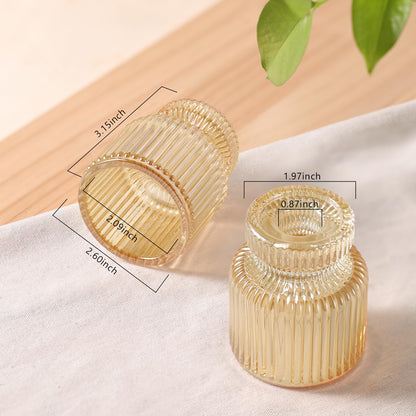 DARJEN 12 Pcs Glass Candlestick Holders- Gold Taper Candlestick Holders Tealight Votive Candle Holders for Table Centerpieces, Wedding, Dinner Party, Home Decor