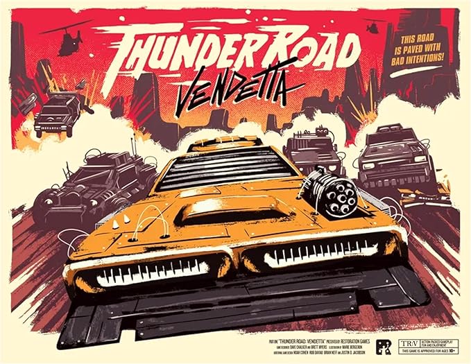 Restoration Games Thunder Road Vendetta - Racing and Strategy Board Game for Adults - Post-Apocalyptic Demolition Derby Racing Game - 2-4 Players - 30-75 Min Playtime - Ages 10+