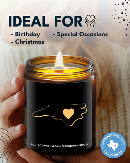 North Carolina Candle, Unique North Carolina Themed Gifts for Men and Women, Best NC State Gifts for Moving Away, Thoughtful Home Sick Presents, Ideal for Birthday, Christmas, Graduation, Gift Ready