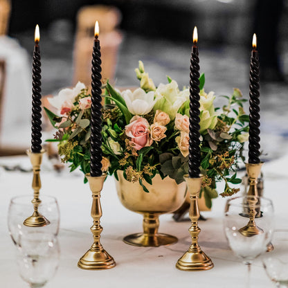 KONNI 0.87×10 Inch Black Spiral Taper Candle, Unscented and Smokeless Tall Candlesticks, 8 Pack Twisted Candles with Cotton Wicks, Long Burning, Ideal for Weddings, Dinner Parties, and Home Décor