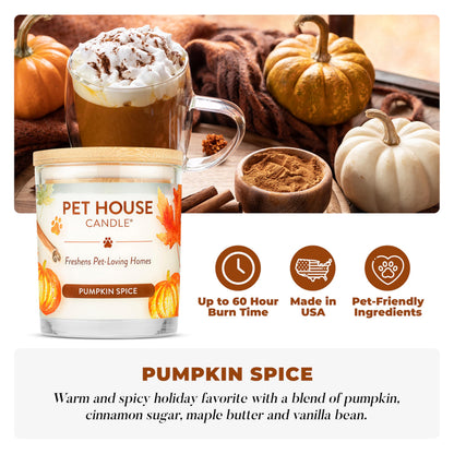 One Fur All Pet Odor Candles 2 Pack, Plant-Based Soy, Clean Burning Scented Candles for Pet Loving Homes - Pumpkin Spice, Apple Cider 2 Pack
