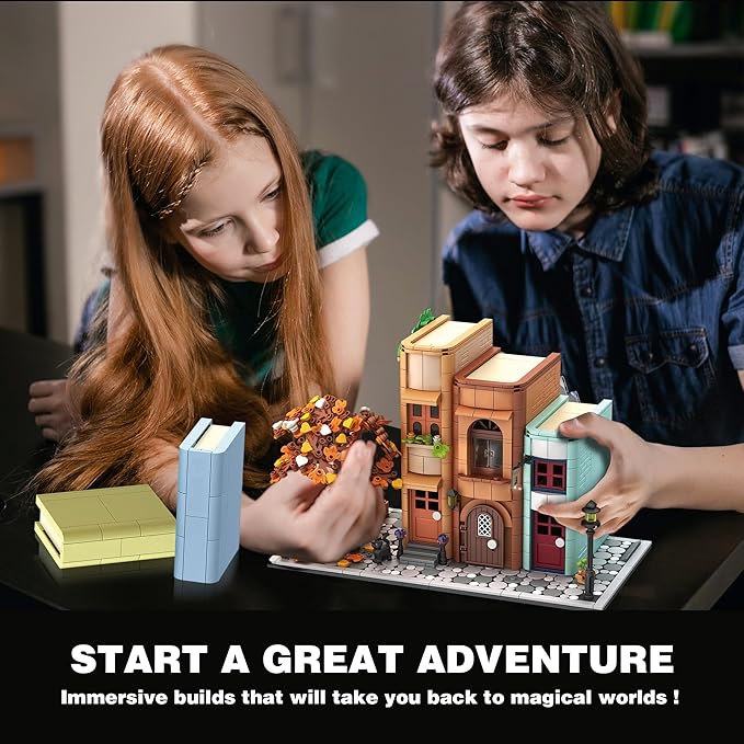 Bookends Building Set for Adult Home Bookshelf Insert Decoration Building Bookcase Miniature House Model Building for Adults 1488pcs